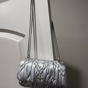 Tory Burch Metallic Silver Shoulder Bag